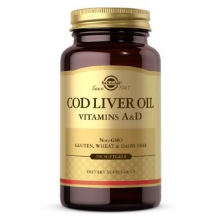 Solgar SOLGAR Cod Liver Oil - Vitamins A&D - Tran dorszowy - Suplement Witaminy A i D (250 kaps.)
