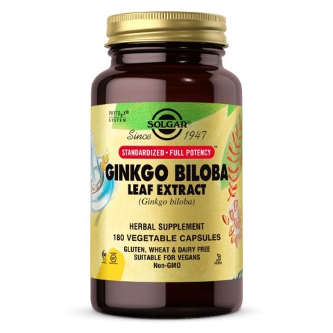 Solgar SOLGAR Ginkgo Biloba Leaf Extract - Ginko Biloba wyciąg z liści miłorzębu japońskiego (180 kaps.)