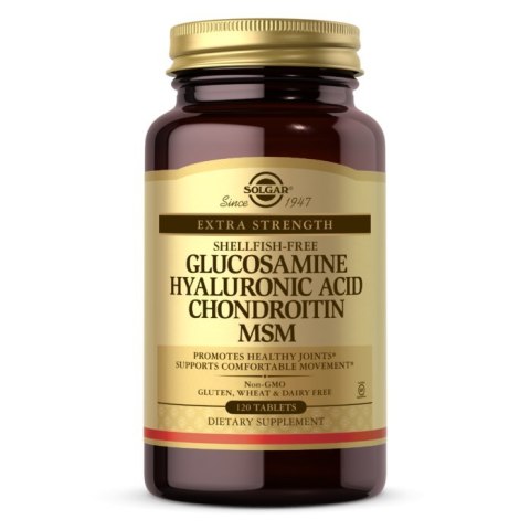 Solgar SOLGAR Glukozamina, Kwas hialuronowy, Chondroityna i MSM (120 tabl.)