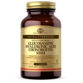 Solgar SOLGAR Glukozamina, Kwas hialuronowy, Chondroityna i MSM (60 tabl.)