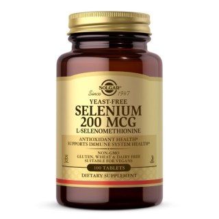 Solgar SOLGAR Selenium (Yeast Free) - Selen (nie zawiera drożdży) 200 mcg (100 tabl.)