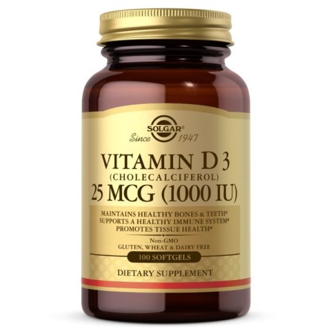 Solgar SOLGAR Witamina D3 1000 IU 25 mcg (100 kaps.)