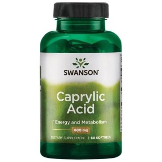 Swanson SWANSON Caprylic Acid - Kwas kaprylowy 600 mg (60 kaps.)