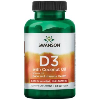 Swanson SWANSON D3 with Coconut Oil (60 kaps.)
