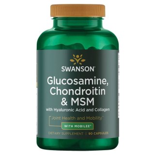 Swanson SWANSON Glukozamina, Chondriotyna, MSM, kwas hialuronowy, kolagen (90 kaps.)