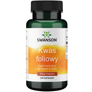 Swanson SWANSON Kwas foliowy 800 mcg dla kobiet w ciąży (250 kaps.)