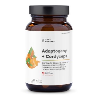 Aura Herbals AURA HERBALS Adaptogeny, ekstrakty roślinne + Cordyceps (60 kaps.)