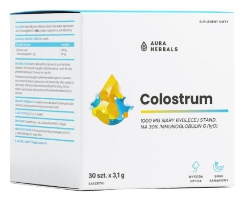 Aura Herbals AURA HERBALS Colostrum 1000 mg, bananowe, saszetki (30 szt.)