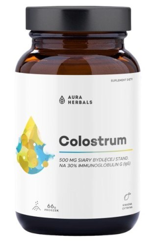 Aura Herbals AURA HERBALS Colostrum 500 mg, kwaśna cytryna (66 g)
