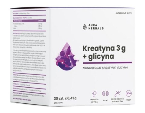 Aura Herbals AURA HERBALS Monohydrat kreatyny 3 g + glicyna saszetki (30 szt.)