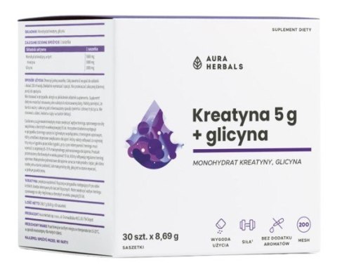 Aura Herbals AURA HERBALS Monohydrat kreatyny 5 g + glicyna saszetki (30 szt.)