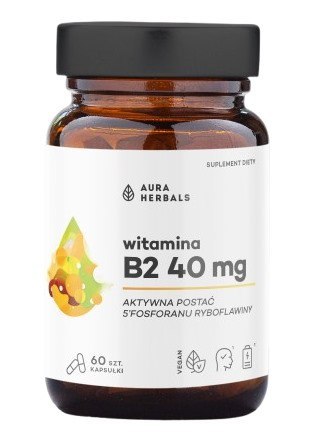 Aura Herbals AURA HERBALS Witamina B2 R-5-P 40 mg, ryboflawina (60 kaps.)