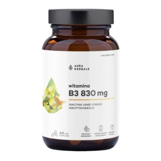 Aura Herbals AURA HERBALS Witamina B3 830 mg, niacyna (60 kaps.)