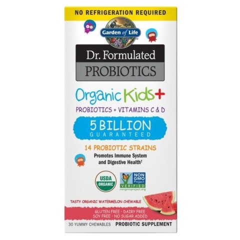 Garden of Life GARDEN OF LIFE Organic Kids + Probiotics + Vitamins C & D - smak arbuzowy (30 tabl.)