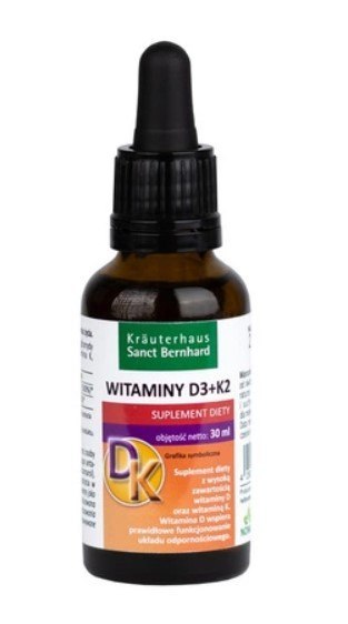 Krauterhaus Sanct Bernhard KRAUTERHAUS SANCT BERNHARD Witaminy D3 + K2 w kroplach, na oleju MCT (30 ml)