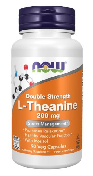 NOW Foods NOW FOODS Double Strength L-Theanine 200 mg - L-Teanina 200 mg (90 kaps.)