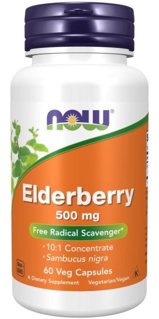 NOW Foods NOW FOODS Elderberry 500 mg Bez Czarny (120 kaps.)