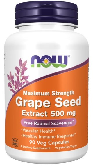 NOW Foods NOW FOODS Grape Seed Extract Maximum Strength 500 mg - Wyciąg z Nasion Winogron 500 mg (90 kaps.)