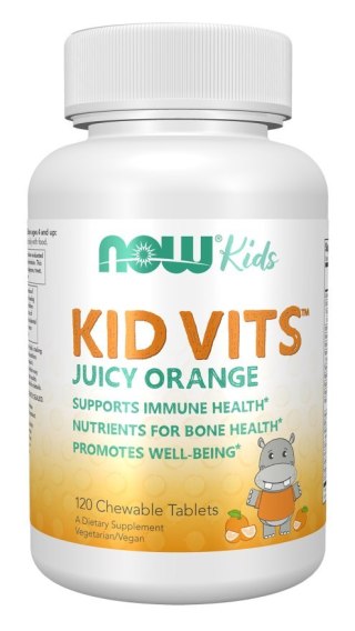 NOW Foods NOW FOODS Kid Vits Juicy Orange - Witaminy i minerały dla dzieci Kid Vits Smak pomarańczowy (120 tabl.)
