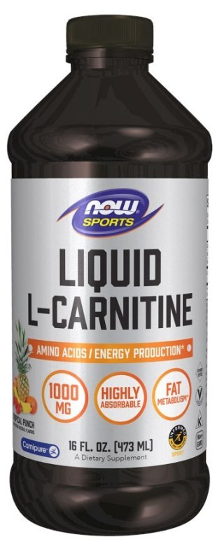 NOW Foods NOW FOODS L-Carnitine Liquid 1000 mg Tropical Punch - L-Karnityna 1000 mg Smak Topical (473 ml)