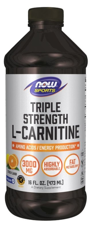 NOW Foods NOW FOODS L-Carnitine Triple Strength Liquid 3000 mg Citrus - L-Karnityna 3000 mg Smak Cytrusowy (473 ml)