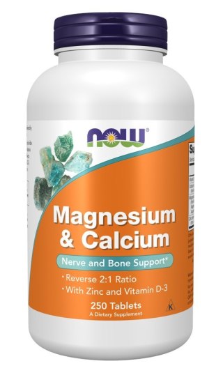 NOW Foods NOW FOODS Magnesium & Calcium - Magnez 266 z wapniem, cynkiem i witaminą D (250 tabl.)