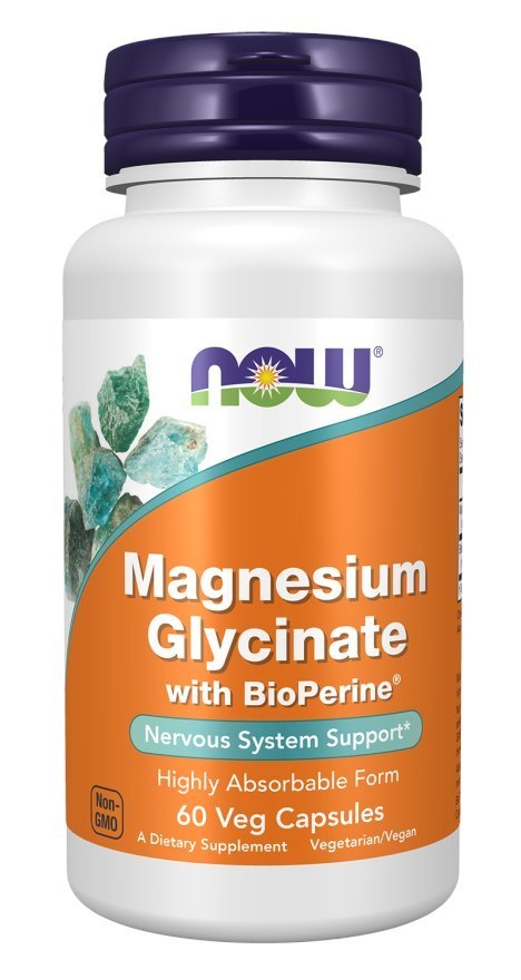 NOW Foods NOW FOODS Magnesium Glycinate with BioPerine - Glicynian Magnezu z Bioperyną (60 kaps.)