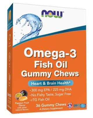 NOW Foods NOW FOODS Omega 3 Fish Oil Żelki o smaku marakui (36 żelek)