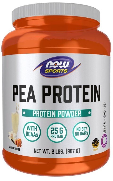 NOW Foods NOW FOODS Pea Protein Vanilla Toffee - Izolat Białka Grochu Wanilia-Toffi (907 g)