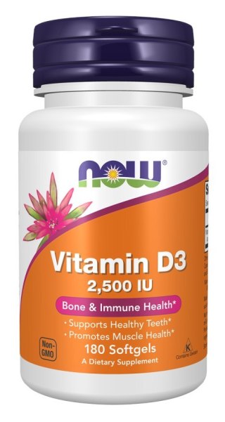 NOW Foods NOW FOODS Witamina D3 2500 IU (180 kaps.)