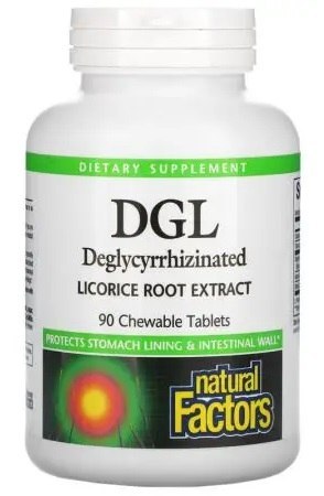 Natural Factors NATURAL FACTORS DGL Deglycyrrhizinated Licorice Root - Deglicyryzynowy ekstrakt z lukrecji (90 tabl.)