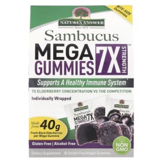 Nature's Answer NATURE'S ANSWER Sambucus Mega Gummies 7X Strength Black Elderberry - Czarny bez (30 żelek)