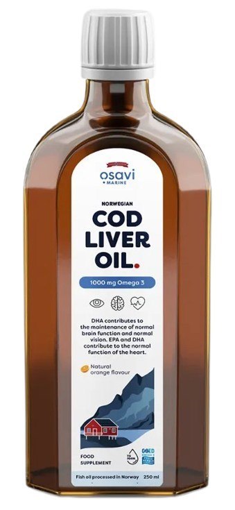 Osavi OSAVI Tran Norweski 1000 mg Omega 3, naturalny aromat pomarańczowy (250 ml)