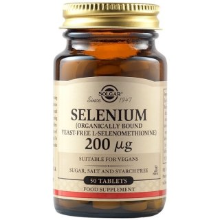 Solgar SOLGAR Selenium (Yeast Free) - Selen (nie zawiera drożdży) 200 mcg (50 tabl.)