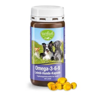 Tierlieb TIERLIEB Omega 3-6-9 z olejem lnianym dla psów (180 kaps.)