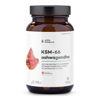 Aura Herbals AURA HERBALS Ashwagandha KSM-66 Korzeń 200 mg (120 kaps.)