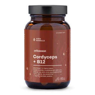 Aura Herbals AURA HERBALS Mycodrop, Cordyceps 30:1 + B12, 30% beta-glukan (60 kaps.)