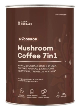 Aura Herbals AURA HERBALS Mycodrop, kawa z grzybami, mushroom coffee 7 in 1 (250 g)