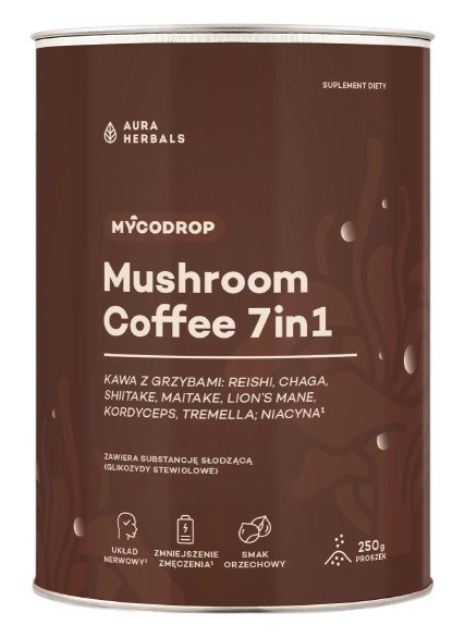 Aura Herbals AURA HERBALS Mycodrop, kawa z grzybami, mushroom coffee 7 in 1 (250 g)