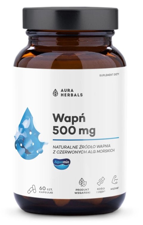 Aura Herbals AURA HERBALS Wapń 500 mg, Aquamin (60 kaps.)