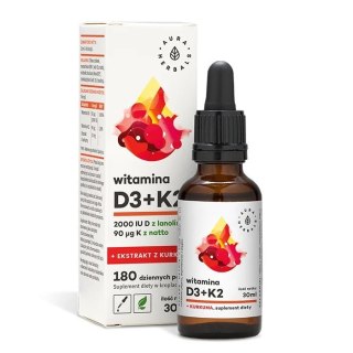 Aura Herbals AURA HERBALS Witamina D3 2000 IU + K2 + ekstrakt z kurkumy (50 ml)