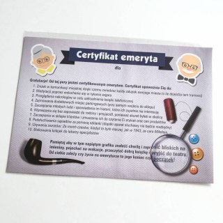 Certyfikat emeryta A4 z przywilejami - dyplom okolicznościowy