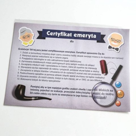 Certyfikat emeryta A4 z przywilejami - dyplom okolicznościowy