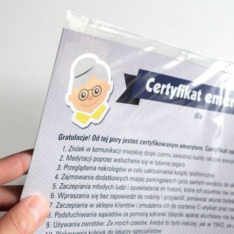 Certyfikat emeryta A4 z przywilejami - dyplom okolicznościowy