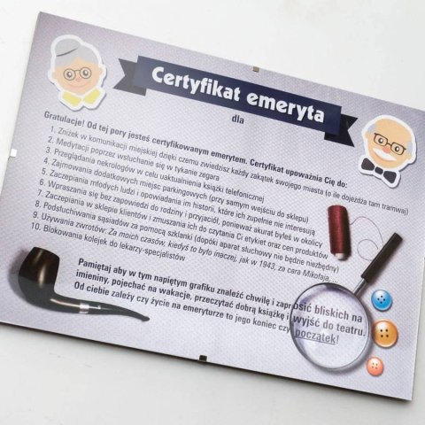 Certyfikat emeryta A4 z przywilejami - dyplom okolicznościowy