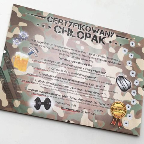 Dyplom Okolicznościowy Karta Prezentowa A4 - Certyfikowany Chłopak (M