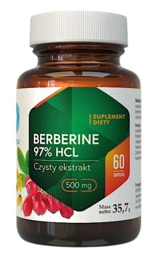 Hepatica HEPATICA Berberine 97% HCL - Czysty ekstrakt - Berberyna 500 mg (60 kaps.)