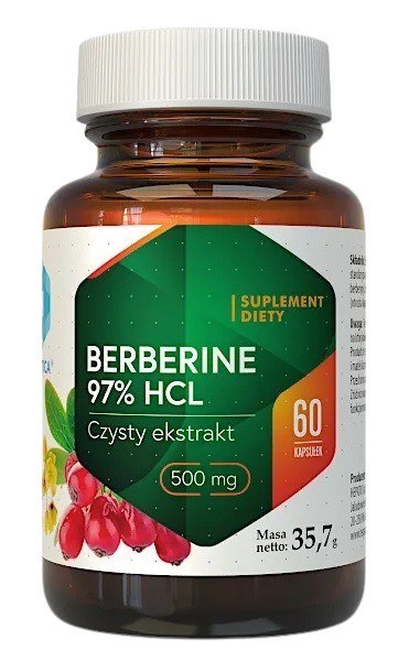 Hepatica HEPATICA Berberine 97% HCL - Czysty ekstrakt - Berberyna 500 mg (60 kaps.)