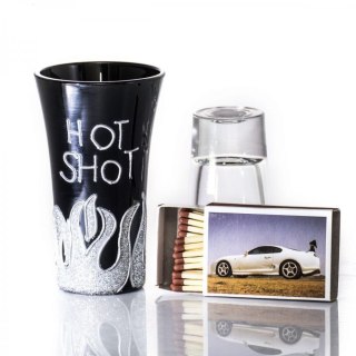 Kieliszek do Wódki "Hot Shot" - Czarne Szkło z Brokatem