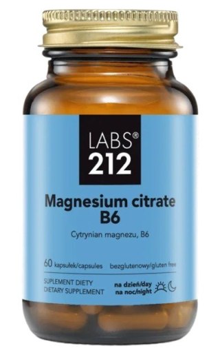 Labs212 LABS212 Magnesium citrate B6 - Cytrynian magnezu + witamina B6 (60 kaps.)